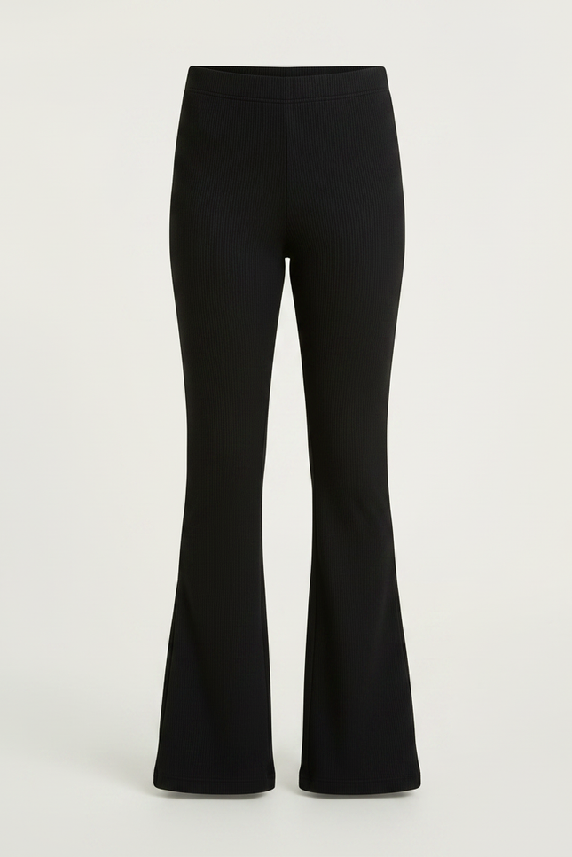 Pantalon Patte D'Éléphant Noir Côtelé Confortable Évasé Fille - Maille - vue 3