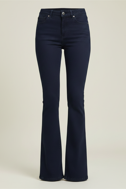Pantalon Patte D'Éléphant Bleu Marine Taille Haute Stretch - Jean - vue 3
