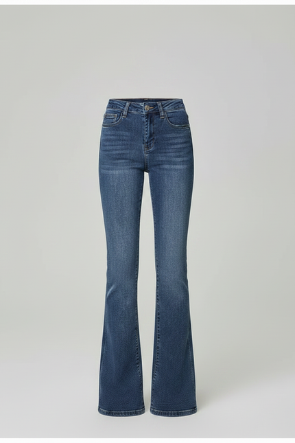 Pantalon Patte D'Éléphant Bleu Denim Taille Haute Fille - Jean - vue 3
