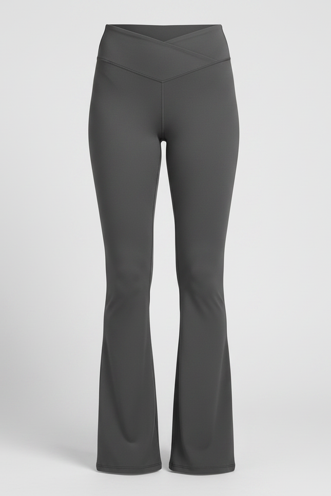 Pantalon Patte D'Éléphant Gris Taille Haute Évasé Yoga - Polyester - vue 3