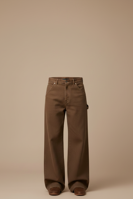 Pantalon Patte D'Éléphant Marron Ample Décontracté Homme - Jean - vue 3