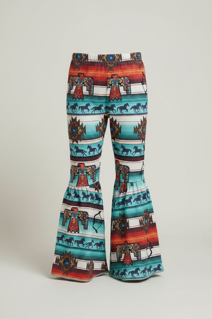 Pantalon Patte D'Éléphant Imprimé Ethnique Évasé Confortable Fille - Multicolore Maille - vue 3
