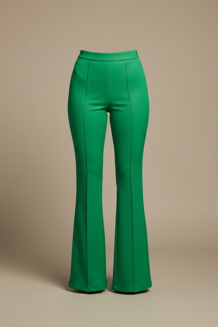 Pantalon Patte D'Éléphant Vert Émeraude Taille Haute Élégant - Polyester - vue 3