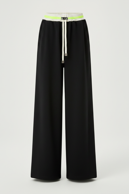 Pantalon Patte D'Éléphant Noir Ample Décontracté Cordon - Molleton - vue 3