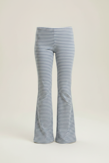 Pantalon Patte D'Éléphant Rayé Bleu Blanc Confortable Fille - Maille - vue 3