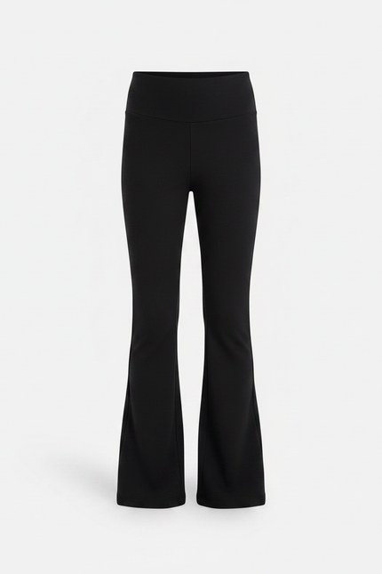 Pantalon Patte D'Éléphant Noir Taille Haute Uni Stretch - Polyester - vue 3