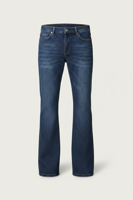 Pantalon Patte D'Éléphant Homme Denim Bleu Évasé Classique Stretch - Jean - vue 3