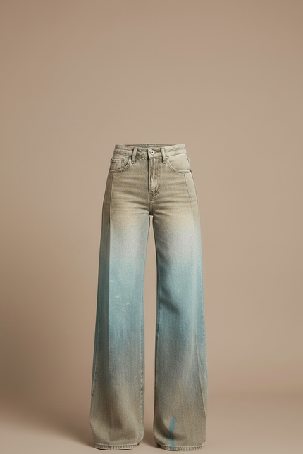 Pantalon Patte D'Éléphant Dégradé Ample Denim Vintage Femme - Multicolore Jean - vue 3