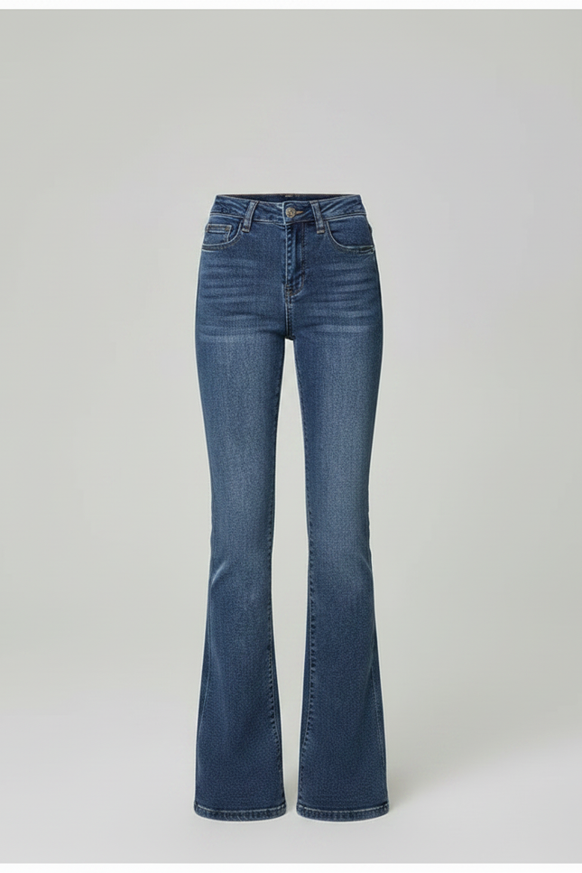Pantalon Patte D'Éléphant Bleu Denim Taille Haute Fille - Jean - vue 3