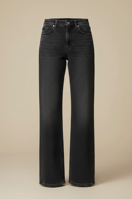 Pantalon Patte D'Éléphant Gris Délavé Denim Taille Haute Femme - Jean - vue 3