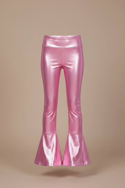 Pantalon Patte D'Éléphant Rose Métallique Brillant Évasé Fille - Polyester - vue 3
