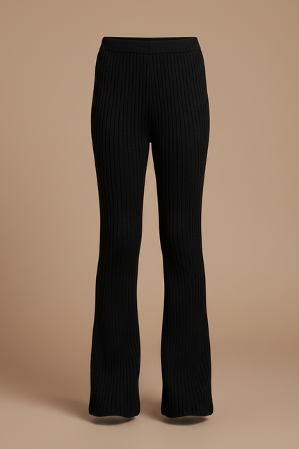 Pantalon Patte D'Éléphant Côtelé Noir Évasé Enfant - Maille - vue 3