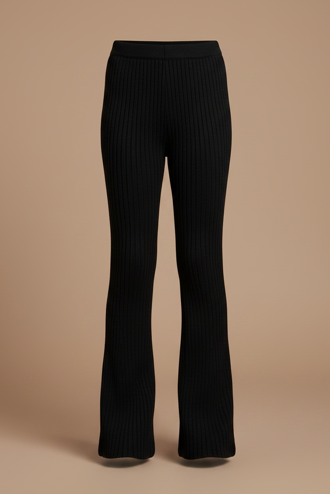 Pantalon Patte D'Éléphant Côtelé Noir Évasé Enfant - Maille - vue 3