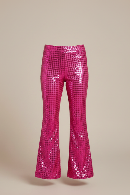 Pantalon Patte D'Éléphant Rose Paillettes Évasé Brillant Fille - Polyester - vue 3