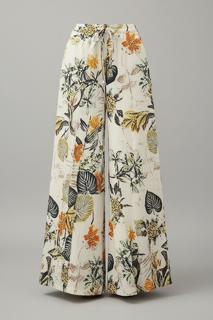 Pantalon Patte D'Éléphant Fluide Imprimé Floral Bohème Décontracté - Lin - vue 3