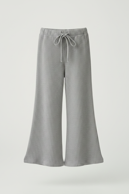 Pantalon Patte D'Éléphant Côtelé Gris Confortable Élastique Enfant - Maille - vue 3