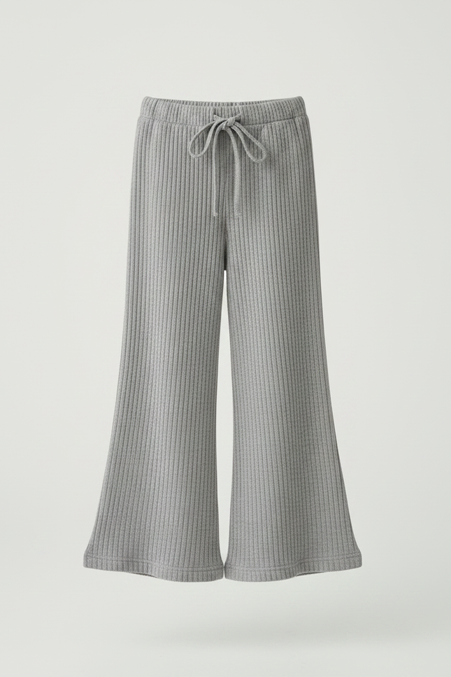 Pantalon Patte D'Éléphant Côtelé Gris Confortable Élastique Enfant - Maille - vue 3