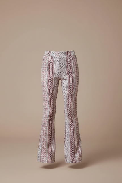Pantalon Patte D'Éléphant Imprimé Géométrique Élastique Décontracté Enfant - Maille - vue 3