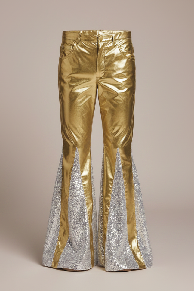 Pantalon Patte D'Éléphant Doré Paillettes Argentées Enfant - Polyester - vue 3