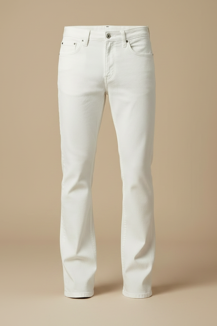 Pantalon Patte D'Éléphant Blanc Jean Évasé Confortable Homme - vue 3