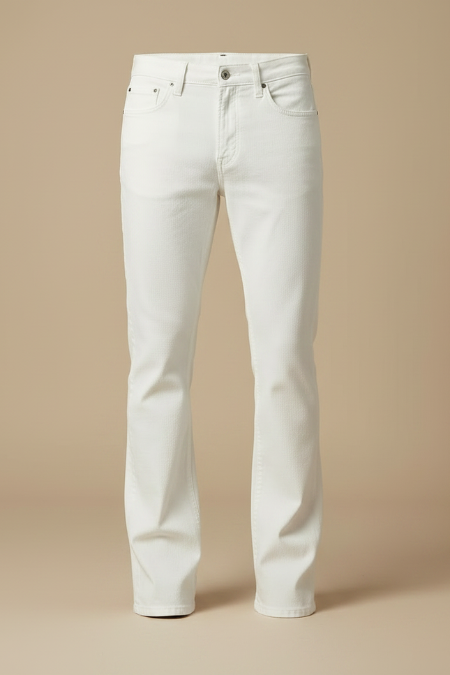 Pantalon Patte D'Éléphant Blanc Jean Évasé Confortable Homme - vue 3