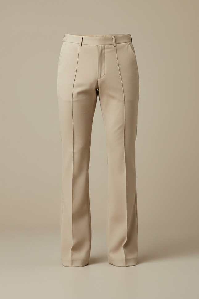 Pantalon Patte D'Éléphant Homme Beige Plissé Élégant Décontracté - Gabardine - vue 3
