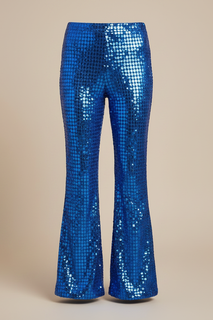 Pantalon Patte D'Éléphant Bleu Pailleté Évasé Brillant Fille - Polyester - vue 3