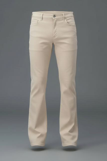 Pantalon Patte D'Éléphant Beige Homme Classique Décontracté - Gabardine - vue 3