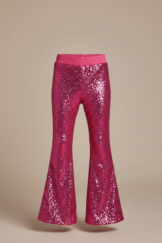 Pantalon Patte D'Éléphant Rose Scintillant Enfant Disco À Sequins - Polyester - vue 3
