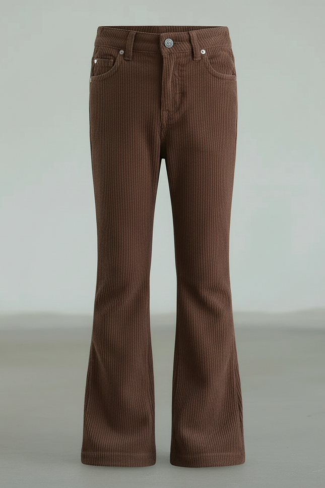 Pantalon Patte D'Éléphant Côtelé Marron Évasé Confortable Enfant - Cordé - vue 3