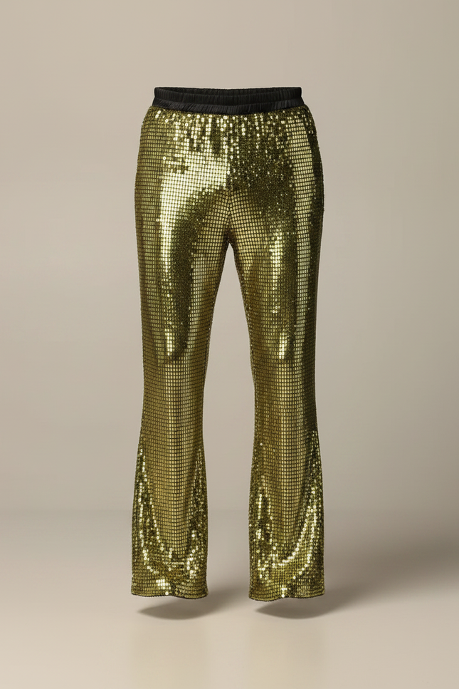 Pantalon Patte D'Éléphant Doré Brillant Disco Élastique Homme - Polyester - vue 3