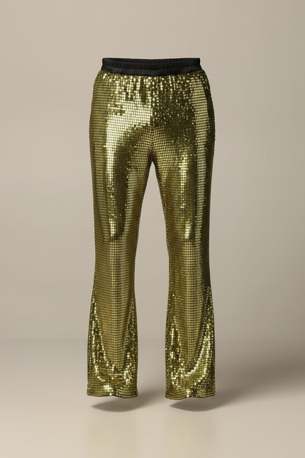 Pantalon Patte D'Éléphant Doré Brillant Disco Élastique Homme - Polyester - vue 3
