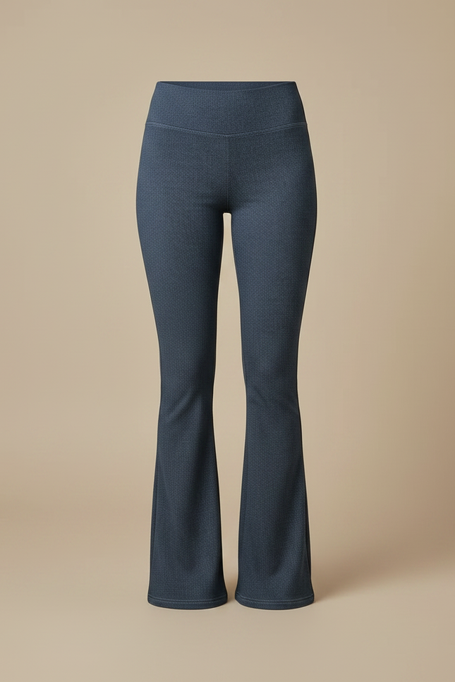 Pantalon Patte D'Éléphant Bleu Denim Taille Haute Stretch Évasé - Jean - vue 3