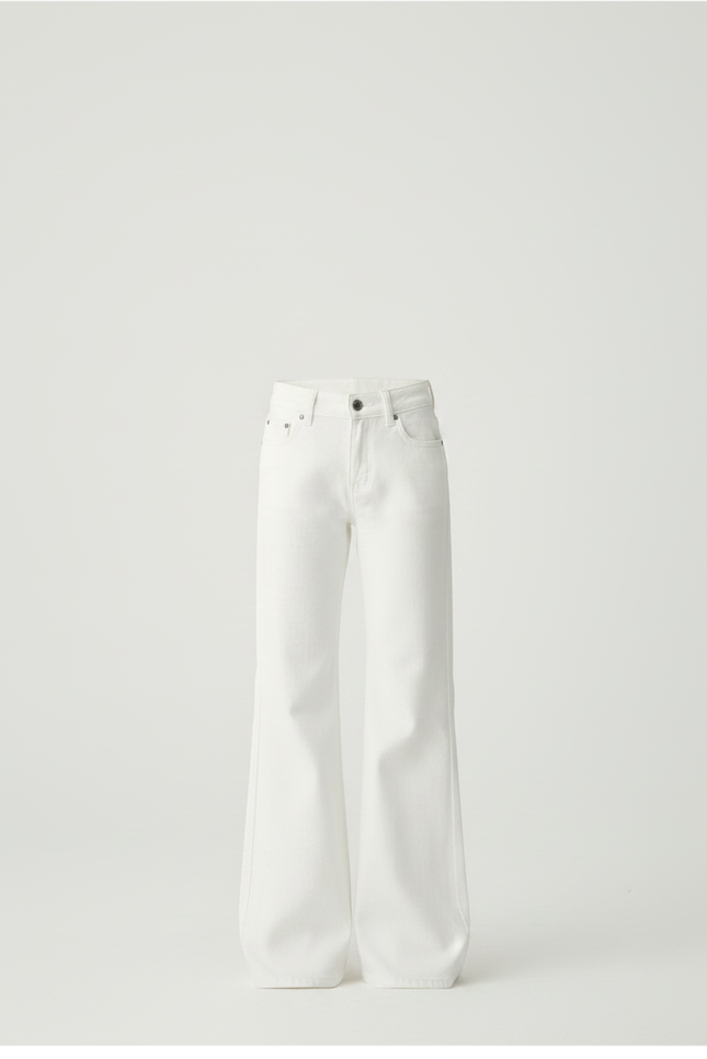Pantalon Patte D'Éléphant Blanc Denim Évasé Taille Haute Fille - Jean - vue 3