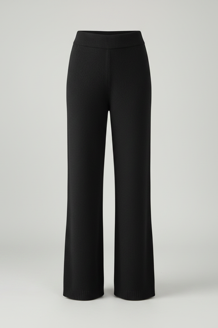 Pantalon Patte D'Éléphant Noir Tricoté Ample Confortable Hiver - Maille - vue 3