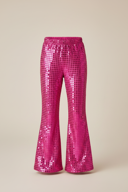 Pantalon Patte D'Éléphant Rose Pailleté Évasé Enfant - Polyester - vue 3