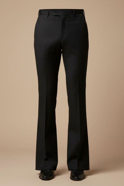 Pantalon Patte D'Éléphant Noir Ajusté Homme Élégant Classique - Gabardine - vue 3
