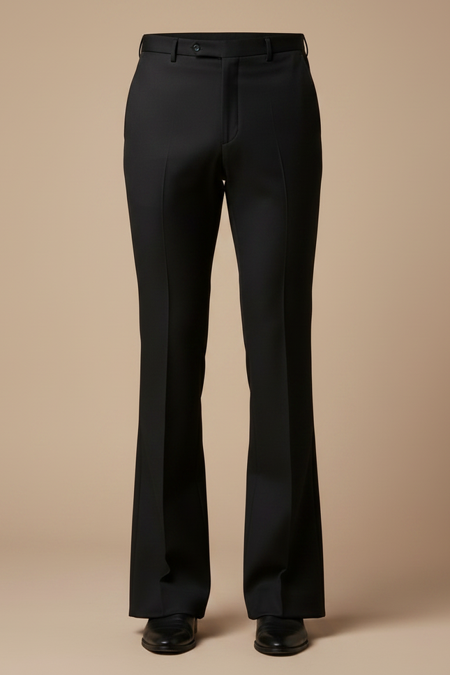 Pantalon Patte D'Éléphant Noir Ajusté Homme Élégant Classique - Gabardine - vue 3