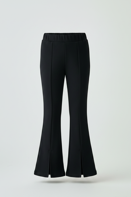 Pantalon Patte D'Éléphant Noir Fendu Confortable Fille - Maille - vue 3