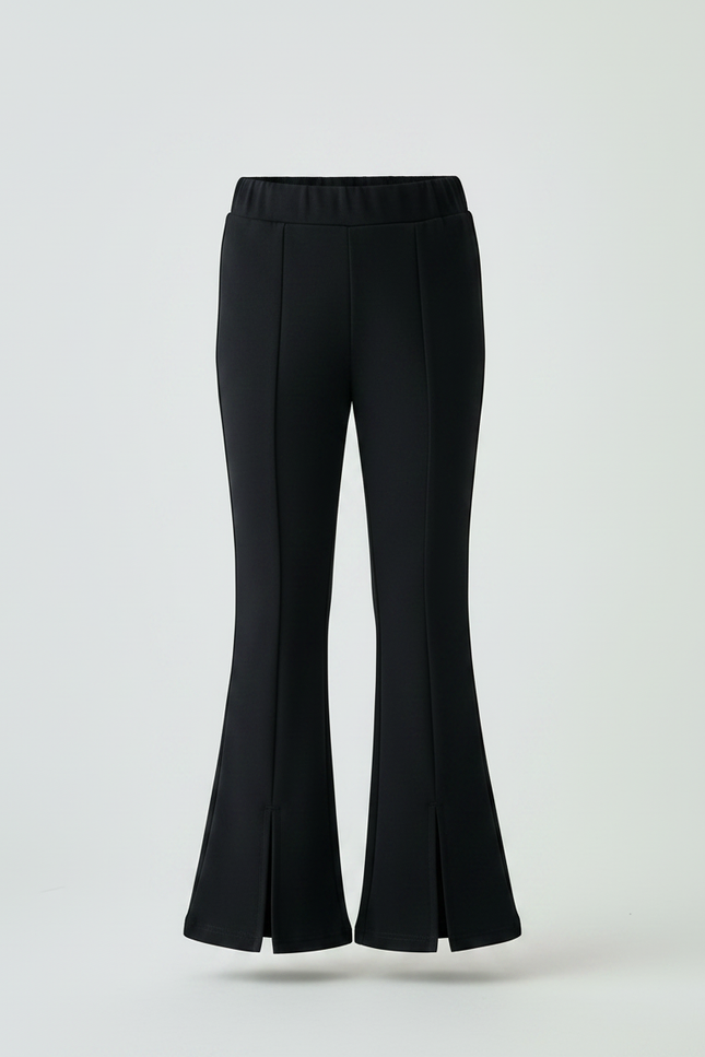 Pantalon Patte D'Éléphant Noir Fendu Confortable Fille - Maille - vue 3