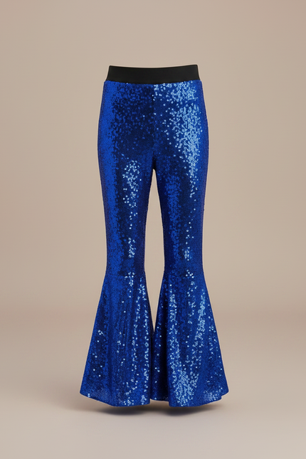 Pantalon Patte D'Éléphant Bleu Pailleté Élastique Danse Enfant - Polyester - vue 3