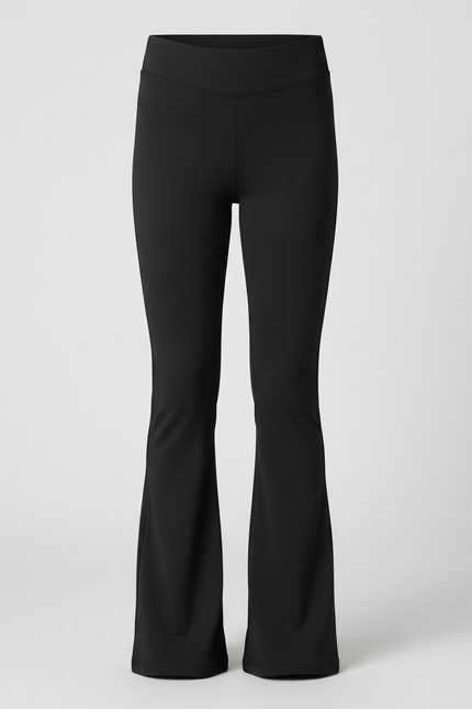 Pantalon Patte D'Éléphant Noir Uni Taille Haute Ample - Polyester - vue 3