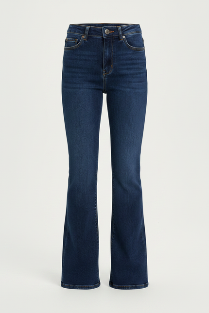 Pantalon Patte D'Éléphant Bleu Denim Taille Haute Évasé - Marine Jean - vue 3
