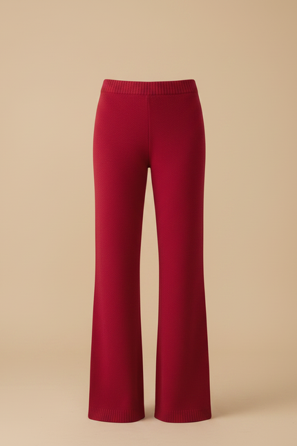 Pantalon Patte D'Éléphant Rouge Laine Tricoté Ample Hiver - vue 3