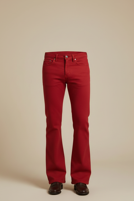 Pantalon Patte D'Éléphant Rouge Homme Évasé Décontracté Élégant - Coton - vue 3