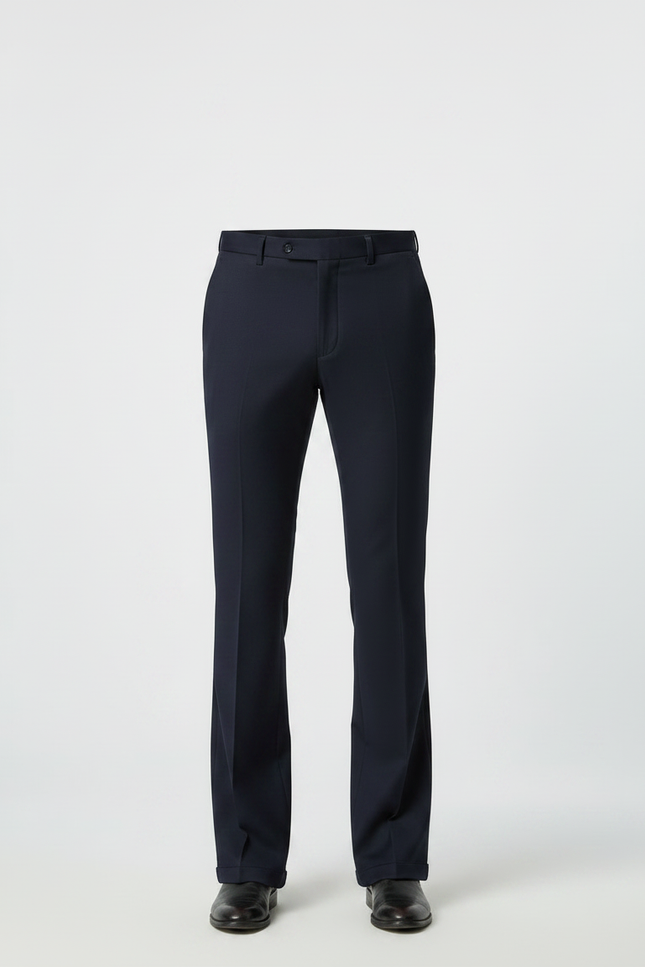 Pantalon Patte D'Éléphant Homme Bleu Marine Élégant Droit - Gabardine - vue 3