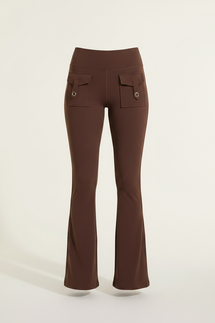 Pantalon Patte D'Éléphant Marron Cargo Taille Haute Confortable - Polyester - vue 3
