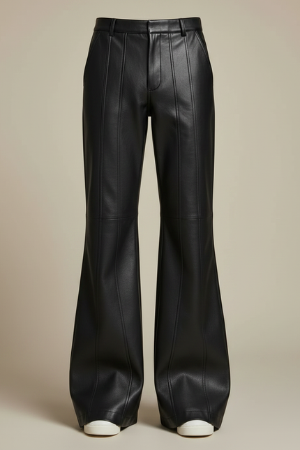 Pantalon Simili Cuir Patte D'éléphant - Noir - vue 3