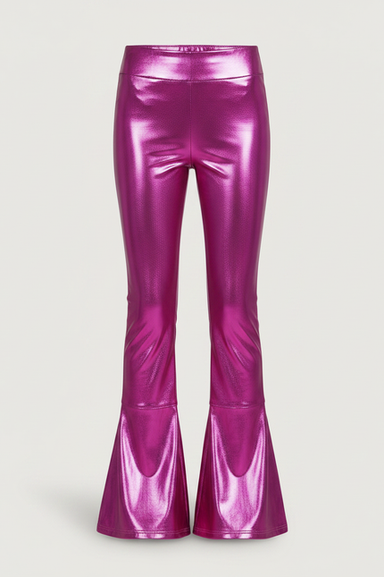 Pantalon Patte D'Éléphant Métallique Fushia Brillant Évasé Enfant - Rose Polyester - vue 3