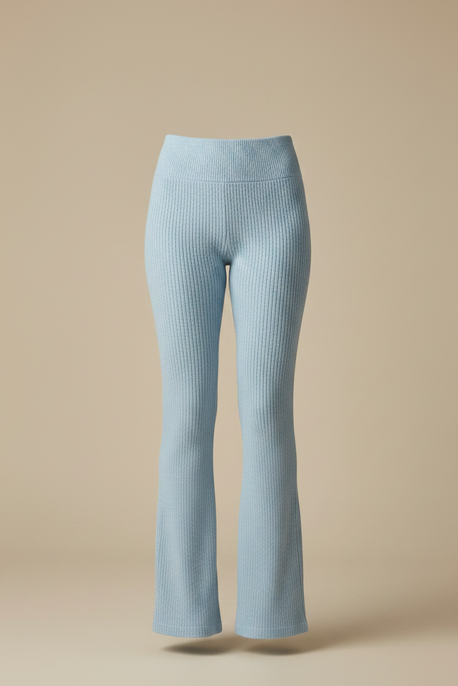 Pantalon Cotelé Femme Patte D'éléphant - Bleu Maille - vue 3